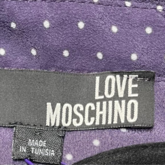 LOVE MOSCHINO BLOUSE PURPLE DOT SZ 4 RUFFLE COLLAR - Picture 4 of 5